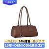 Dames Leren Grote Capaciteit Baguette Tas Schouder Armholte Casual Veelzijdig Retro Niche Ontwerp Koeienhuid Knoedel