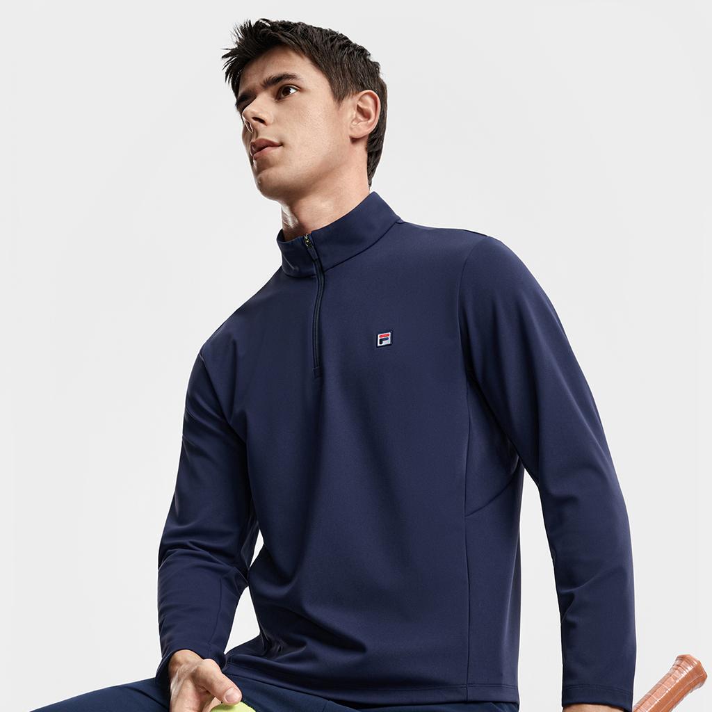 Fila Tennis Fashion Minimalist Classic Retro Casual Sports Tennis Versatile Comfortable Long Sleeve T-Shirt Men tops Sky-Blue A11M613223FBU