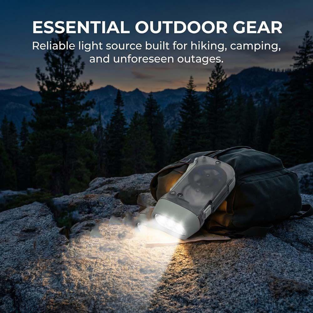 Hand Pressing LED Flashlight Solar Powered Outdoor Camping Flashlight For Fishing Boating Hiking