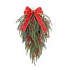 Künstlicher Kiefern-Tränentropfen-Girlande 30x60cm Weihnachts-Tränentropfen-Türgirlande mit Schleife Rote Beeren für Innen Außen