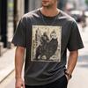 Vintage Medieval Knight Riding Giant Wolf Castle Retro Distressed Graphic T Shirt Unisex Cotton Tee Dark Fantasy Gothic Casual