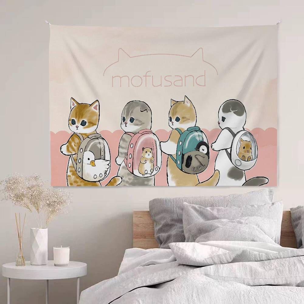 Cute MMofusands Cat Cartoon Tapestry Art Science Fiction Room Home Decor Wall Hanging Home Decor