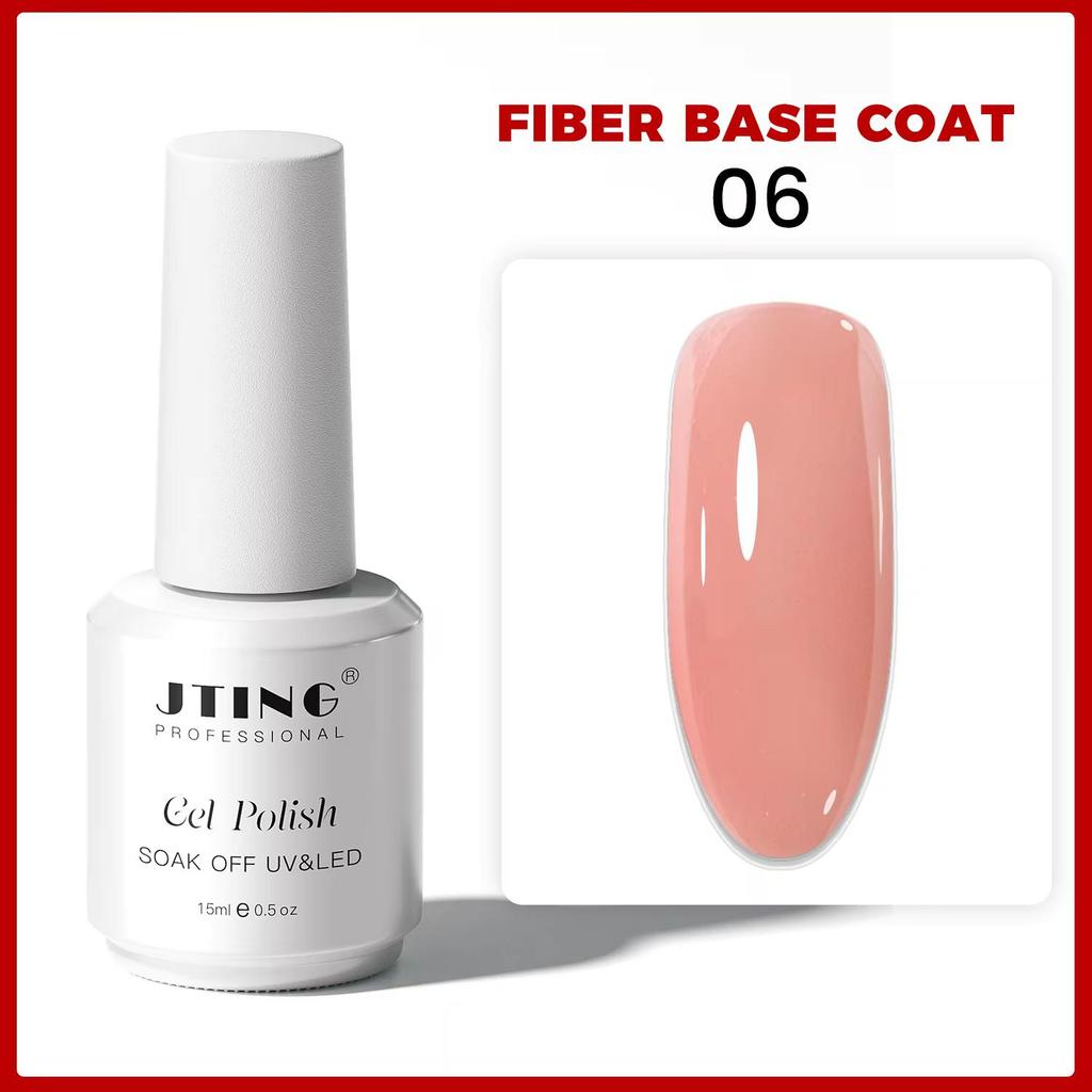 JTING Factory Professional Fiber Base Coat 6colors Nude pink Base Coat Gel Polish OEM Free Design Private Label Gel Nail Polish