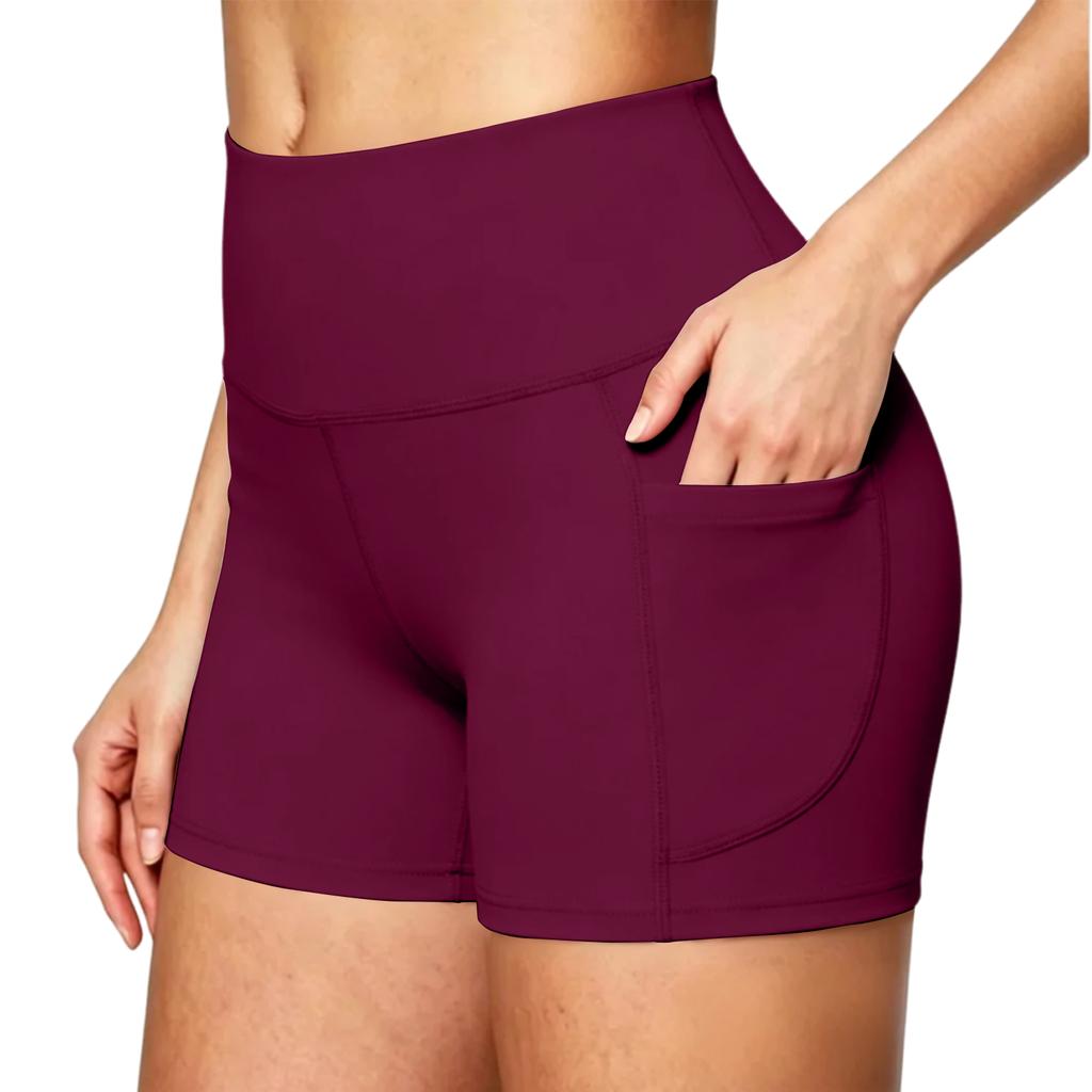 High Waist Butt Lift Tight Fit Workout Shorts with Side Pocket for Women Outdoor Fitness Yoga Running Athletic Activewear