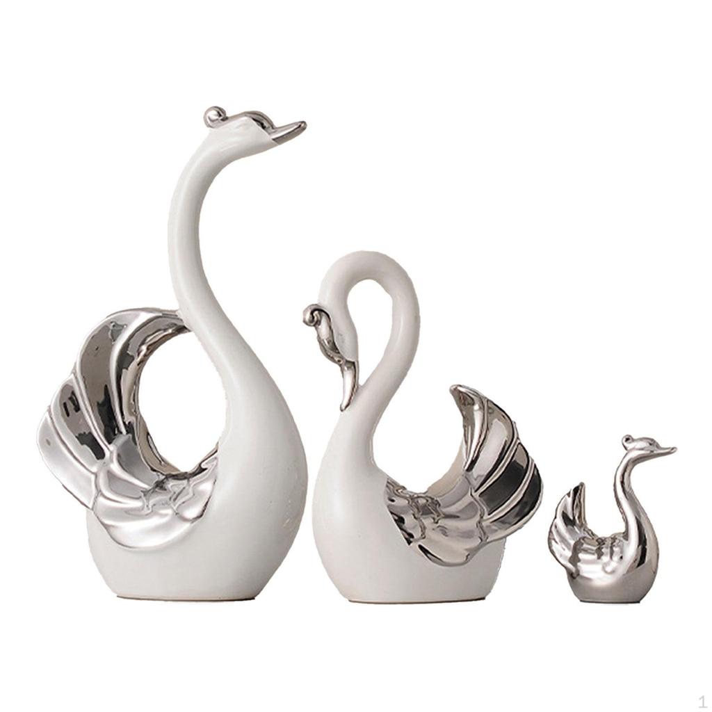 3 kusy Swan Family Socha Elegantní Desktop Dekorace Umění a řemesla zvířat