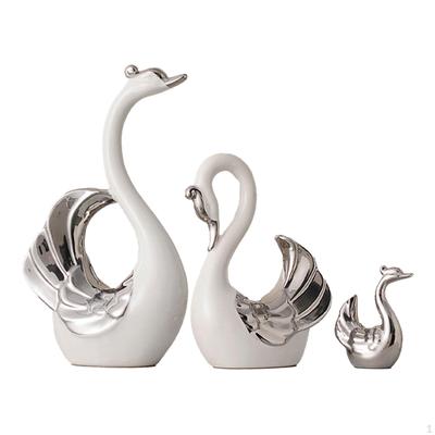 3 Sztuki Figurka Łabędzia Rzeźba Zwierzęcia Ozdoba na Blat Statua Rodziny do Szafki Biurowej