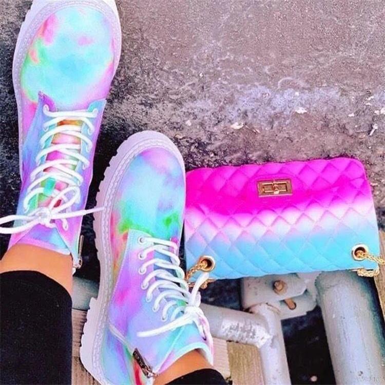 Gran tamaño de tacón cuadrado coloridas botas Martin casuales de mujer  botines planos casuales comprar a buen precio — entrega gratuita, reseñas  reales con fotos — Joom