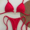 New Solid Color White Bikini Women Suit Low Waist Lace-up Fashionable Swimsuit Two-piece Set