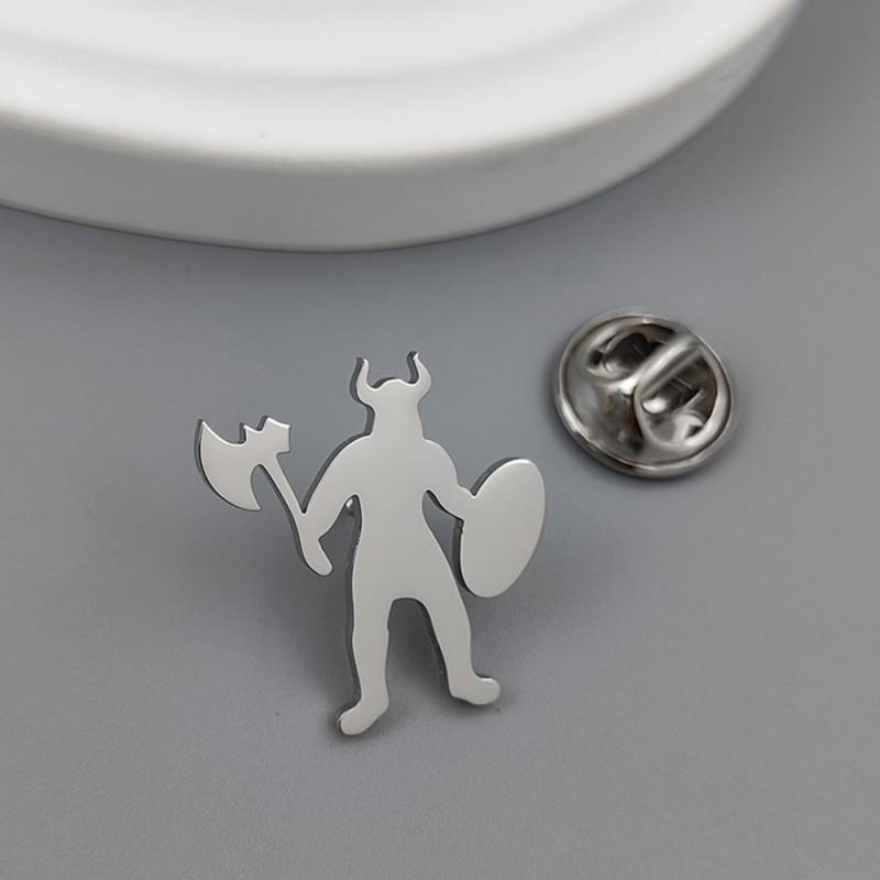 Cartoon Bull Demon King Warrior Brooch Cufflinks Anime Character Creative Design Peripheral Accessories 14k