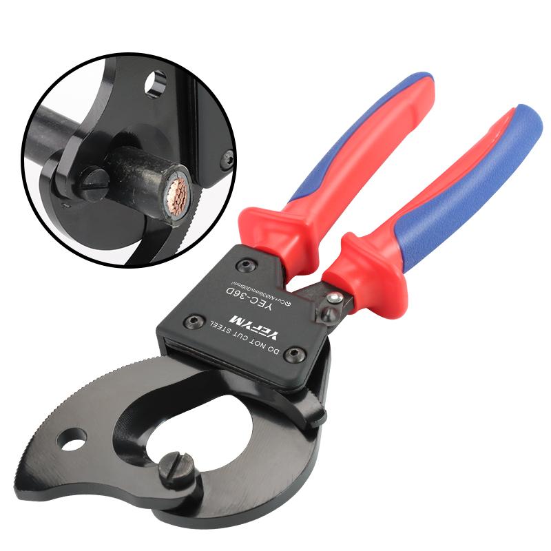 Insulated Ratcheting Cable Cutters Wire Pliers Heavy Duty Wire Cutters for Multi-Strand Aluminum & Copper Cables Up To 240mm²