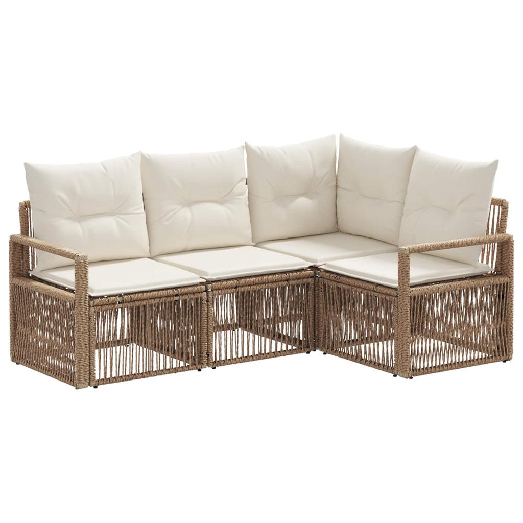 Garden Sofa Set 4 pcs. Beige Poly Rattan