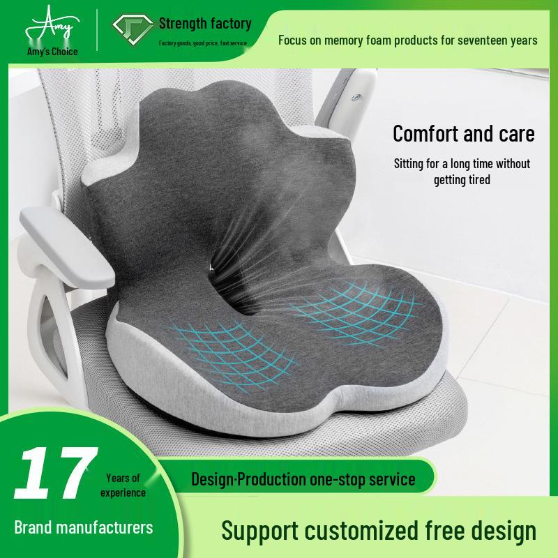 Ergonomic Memory Foam Car & Office Seat Cushion with Integrated Backrest and Lumbar Support