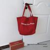 2025 Red Canvas Shoulder Bag with Casual Letter Print