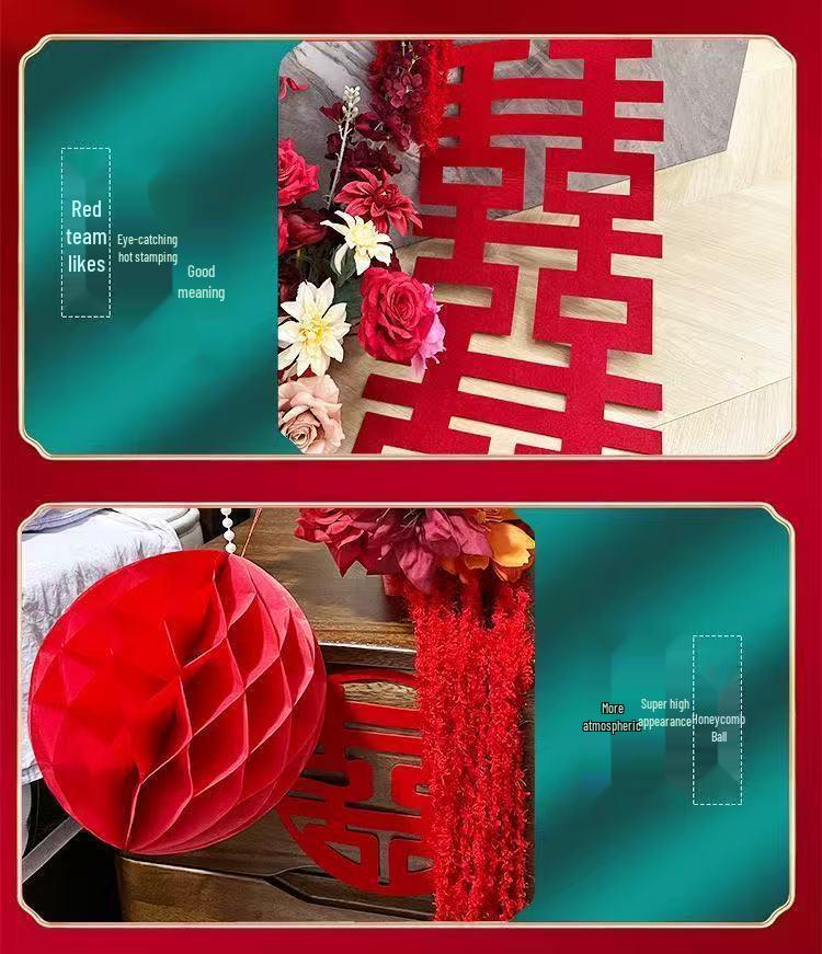 Red Floral Wedding Table Arrangement for Living Room or Bedside Decor
