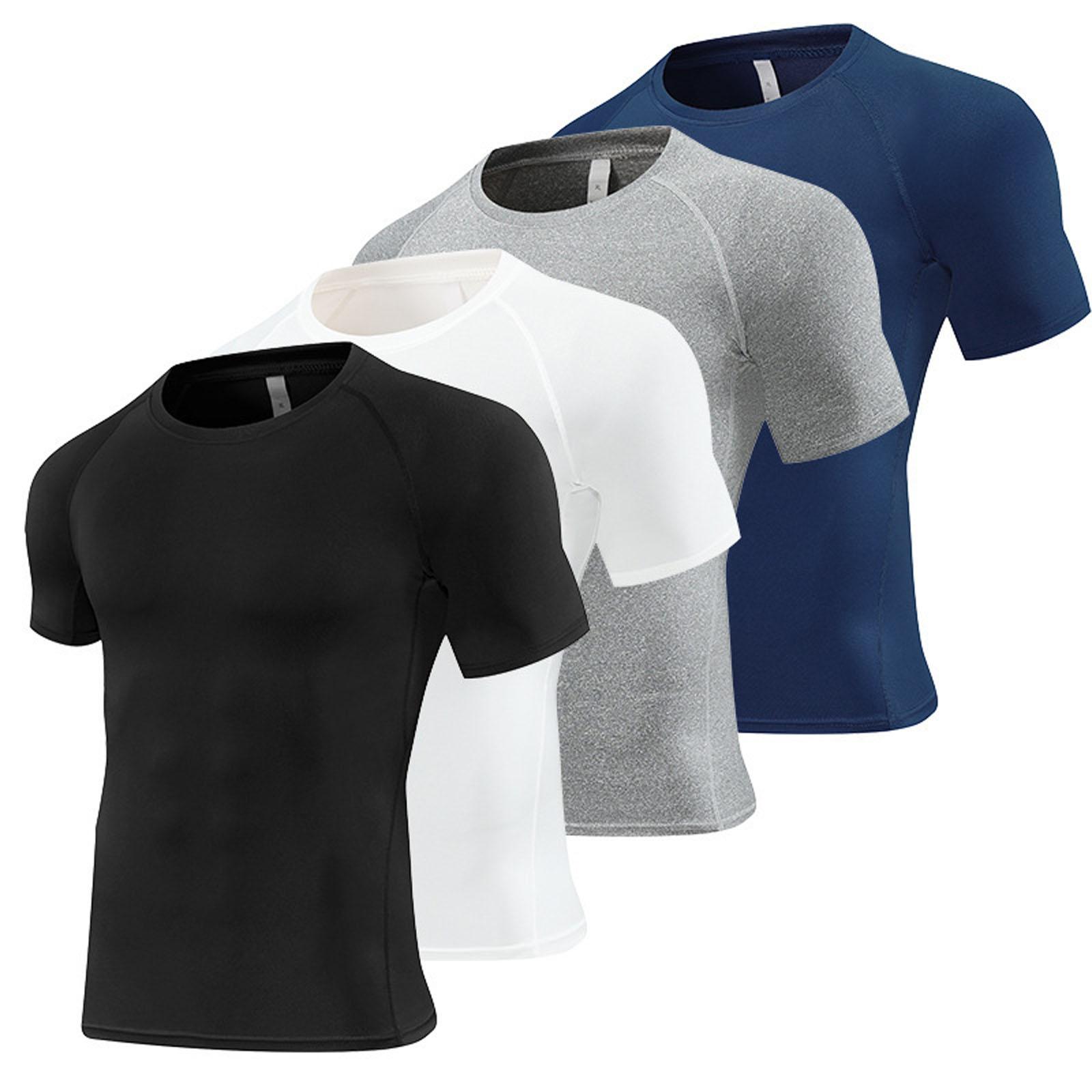 Short Sleeve Compression Sports Suit, High Elastic Quick Dry Base Layer for Running, Gym Training & Basketball XXL
