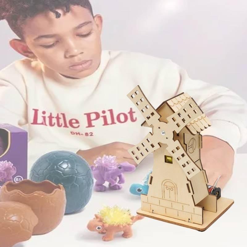 Maison à vent électrique personnalisable en bois à monter soi-même, jouet éducatif STEM pour les élèves