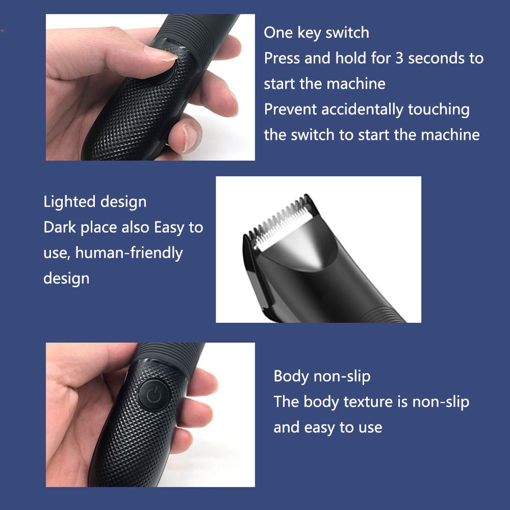 Electric Hair Clipper for Men Groin Trimmer Body Hair Razor Waterproof with USB Charging