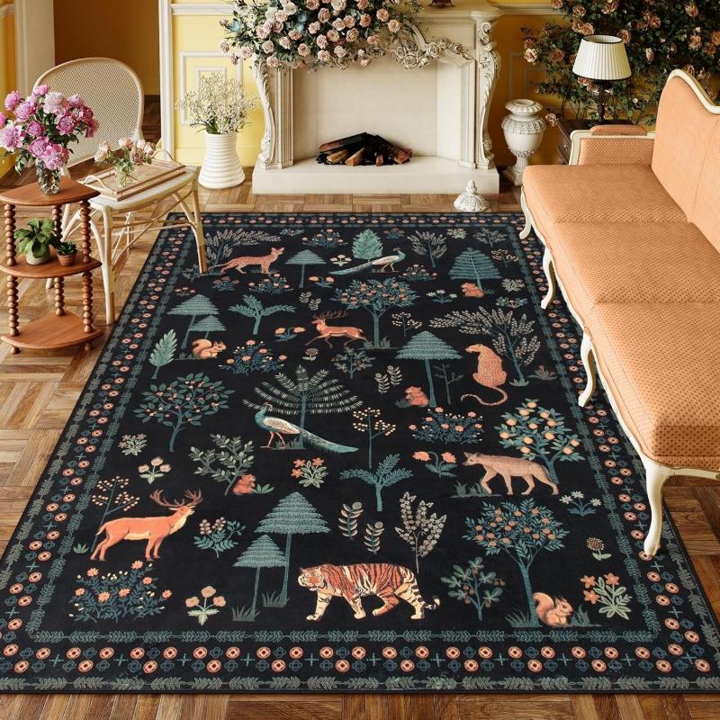Vintage Butterfly Forest Deer Tiger Natural Carpet Living Room Bedroom Kitchen Decor Anti-slip Rugs Home Large Area Carpets