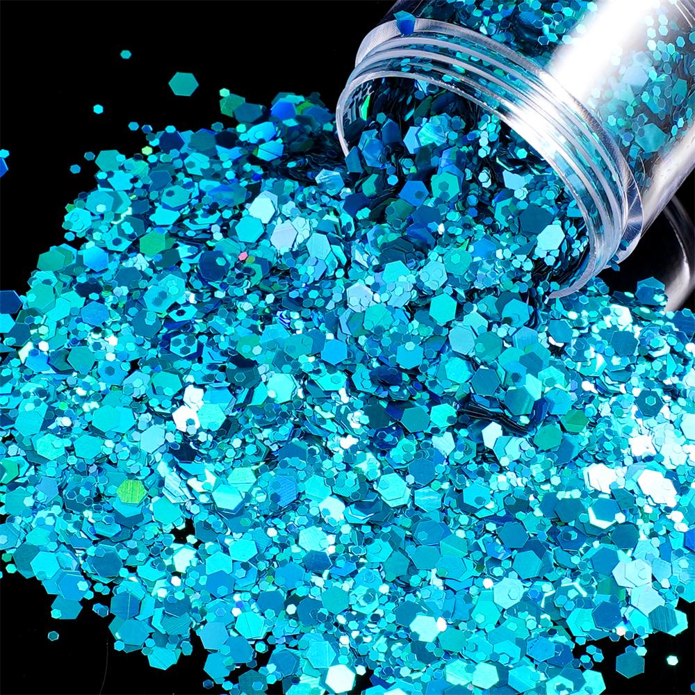 24g/Box Holographic Nail Art Glitter Hexagon Sequins Decorations Flakes Colorful Chunky Color Laser Sequins For DIY Epoxy Resin