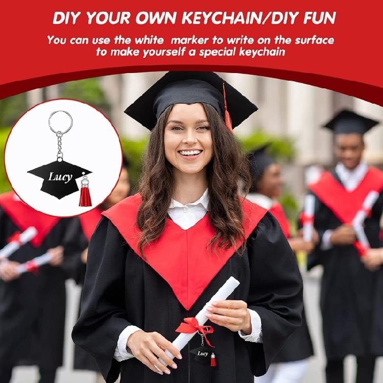 24pcs Acrylic Graduation Ceremony Cap Keychain Souvenir Graduation Party Favor