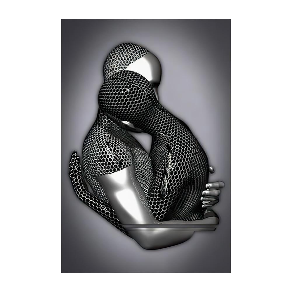 Gold and Silver Figure Statue Canvas Painting Poster Prints Romantic Lovers Pictures Modern Wall Art Home Decor