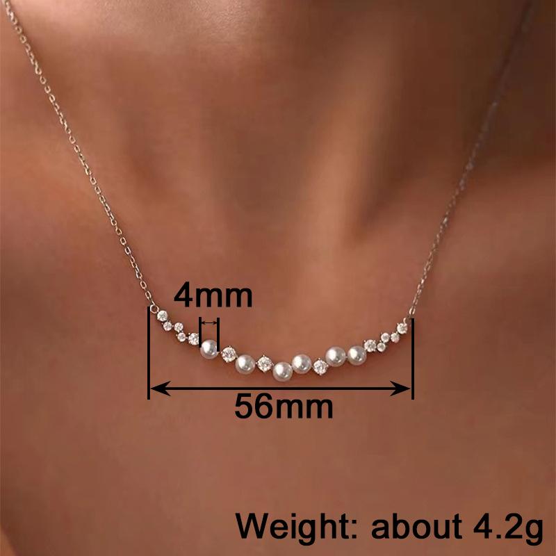 Huitan Temperament Imitation Pearl Cubic Zirconia Pendant Necklace for Women Daily Sweet Female Necklace Silver Color Jewelry