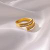 Geometric Zircon Hug Rings for Women Stainless Steel Gold Color Wedding Adjustable Ring New Fashion Zircon Gift anillos mujer
