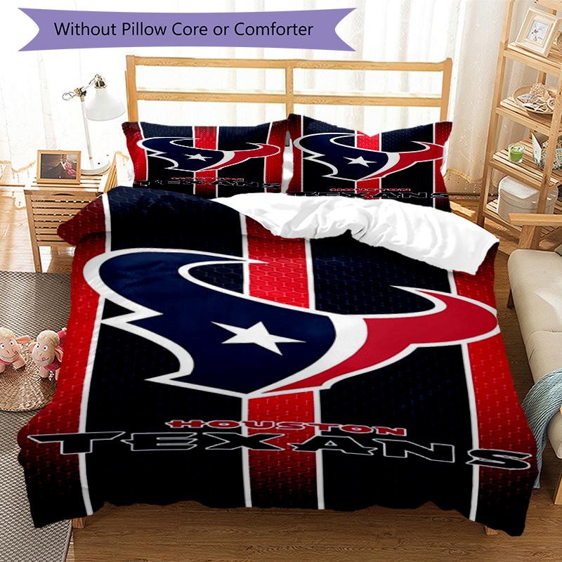 Houston Texans Pride Design Bed Bedding Set 1 Duvet Cover + 2 Pillowcases Soft Breathable Household Bed Linens