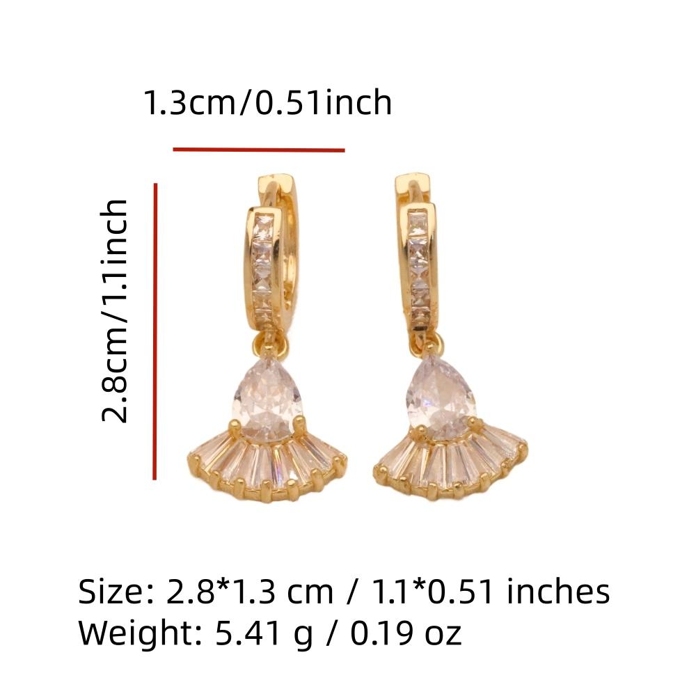 1 Paar Einfache Geometrische Formen Zirkonia Hängeohrringe für Frauen Goldene Ohrring-Schmuck Hochzeitsparty-Accessoires