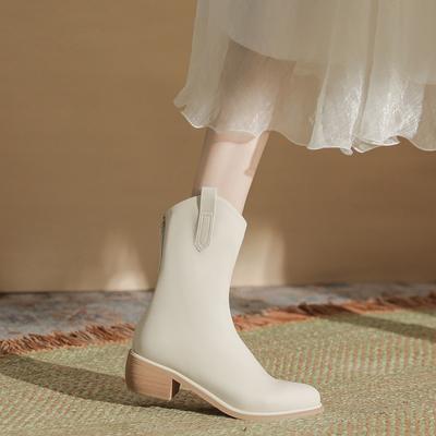 050-5 Neue Martin Stiefel Damen High Heels Herbst und Winter Dicke Absätze Spitz Kurze Stiefel Dünne Chelsea Boots Dünn