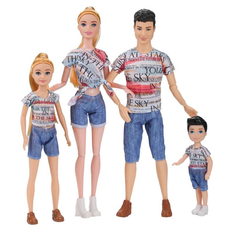 Famiglia 4 Pezzi Bambole Casa dei Giochi per Bambini Giocattolo Bambola Principessa Bambina Famiglia 4 Pezzi Grande Piccolo Modello Genitore-Figlio Fratello Sorella Modello Giocattolo