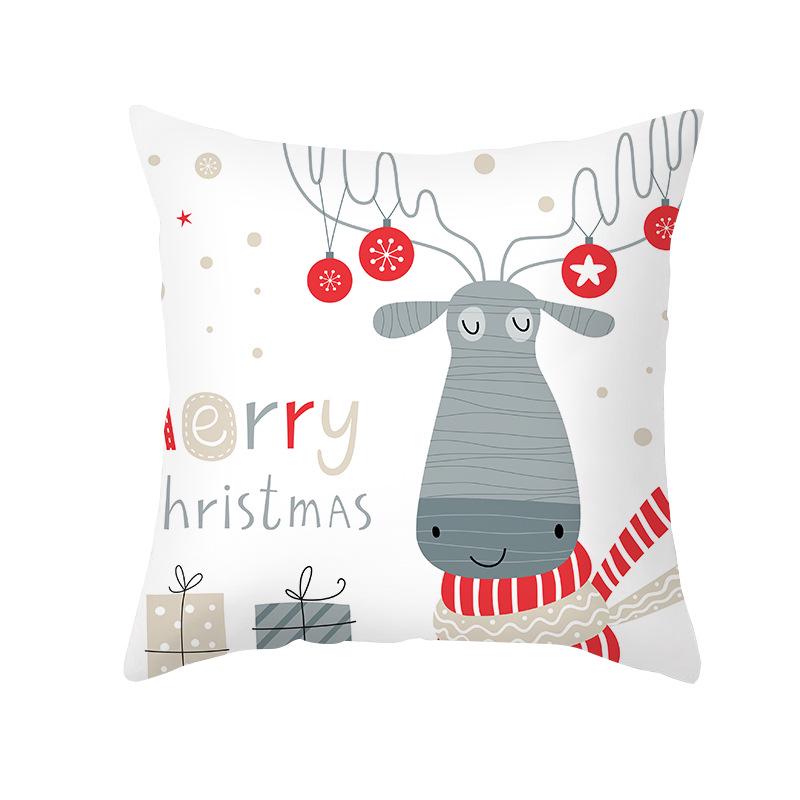 Nordic Christmas Pillow Cover Cartoon Elk Sofa Cushion Cover Peach Skin Pillow Cover