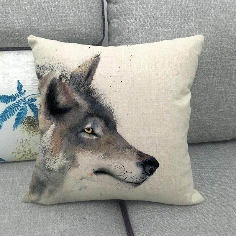 Bear Tiger Lion Fox Wolf Animal Patterns Digital Printing Short Plush Pillow Covers For Car Sofa Office Cushion Cover Home Goods