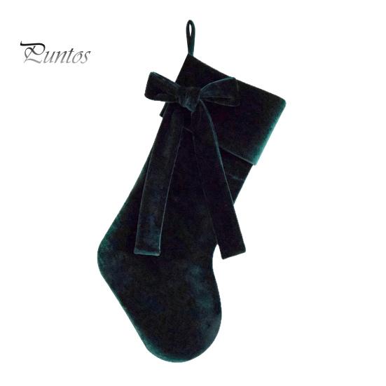 Festive Hanging Decor 19 Inch Velvet Christmas Stocking with Bow, Soft Large Fireplace Indoor Xmas Ornaments Sock Plush Cuff for Mantel, Holiday Tree