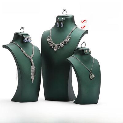 Jewelry Display Set: Necklace & Earring Stand with Portrait Neck Ring Shelf