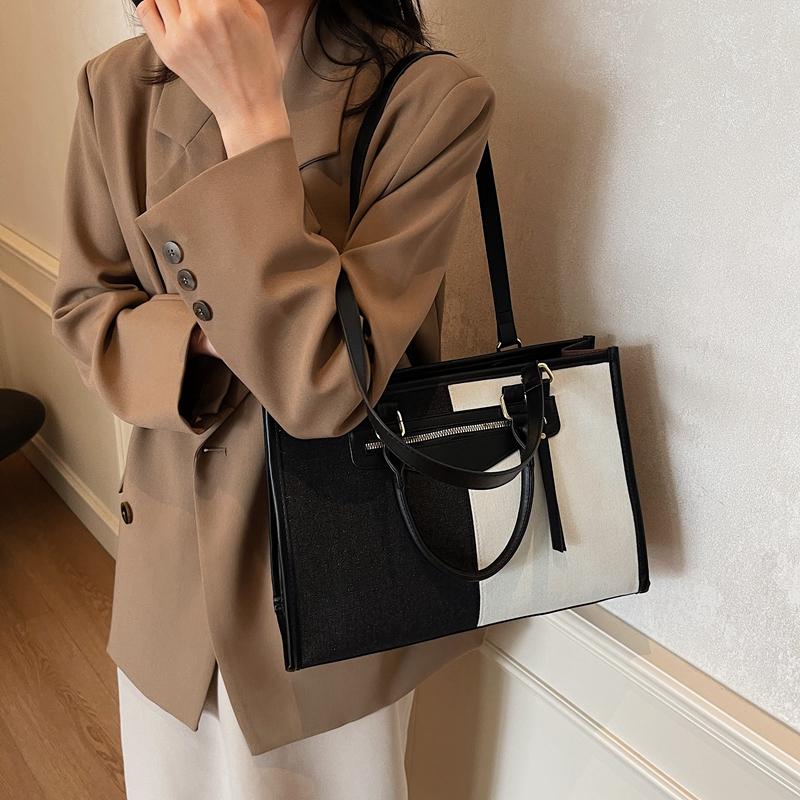 Denim Umhängetasche Damen Color Block Tragetasche Einkaufstasche