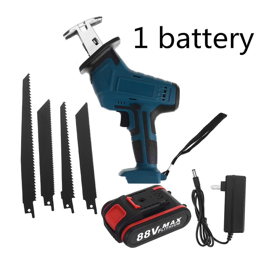 Cordless Electric Reciprocating Saw And 4 Saw Blades Metal Cutting Wood Tool Portable Woodworking Cutters With Plastic Case