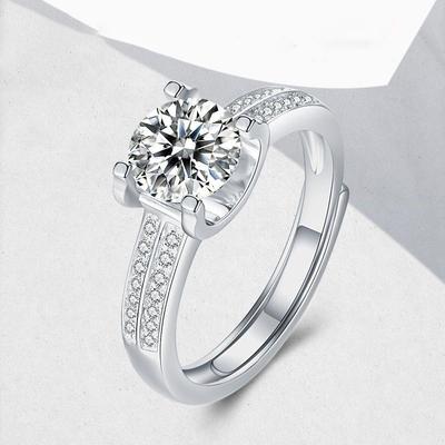 Moissanite Bullhead Carat Female Ring S925 Sterling Silver Affordable Luxury Fashion Design Opening Ring Ornament