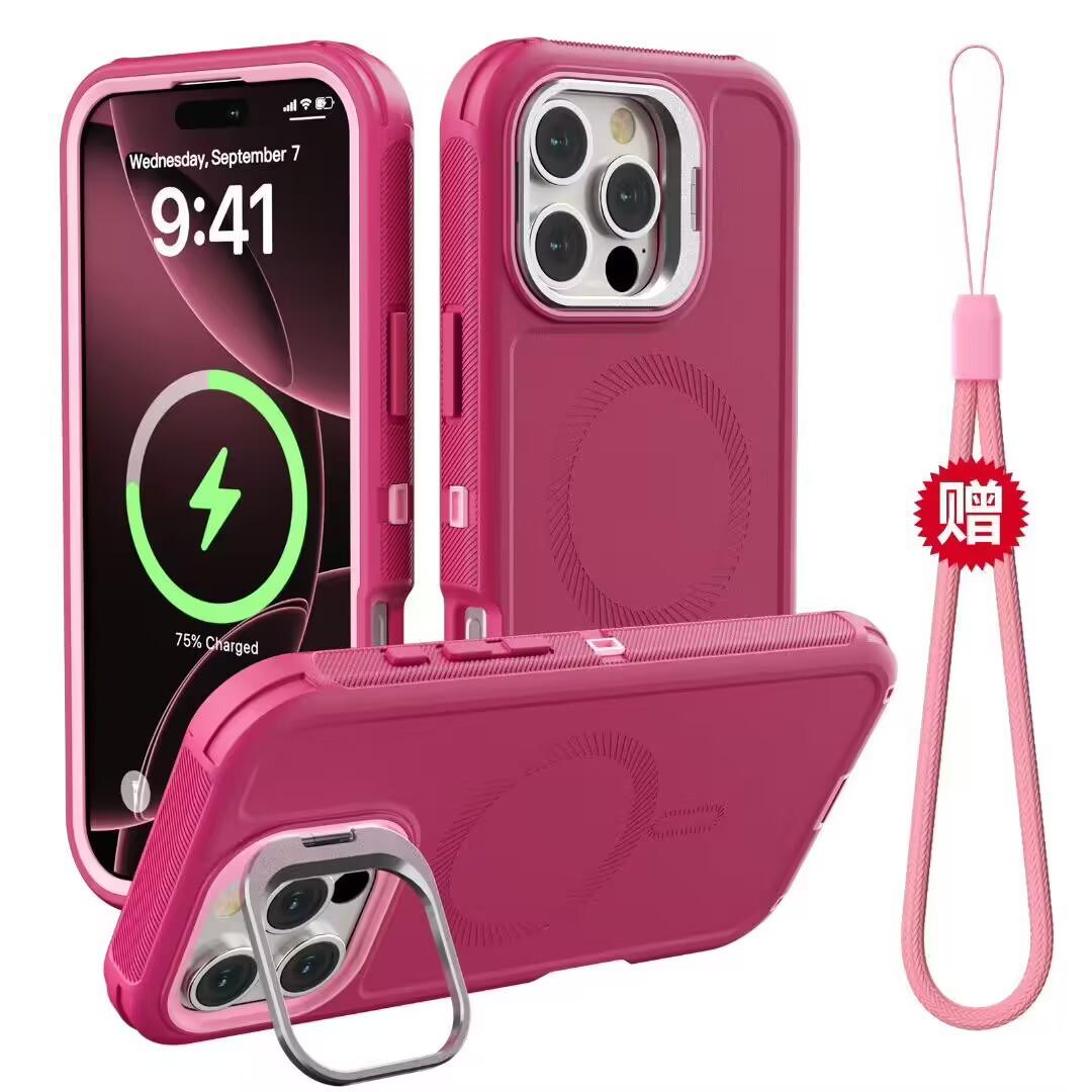 

3 IN1 Military Heavy Magnetic Case For iPhone 16 15 14 Plus 13 16 15 14 17 Pro Max Air for MagSafe Magnetic Shockproof Cover iPhone 16 Pro Max