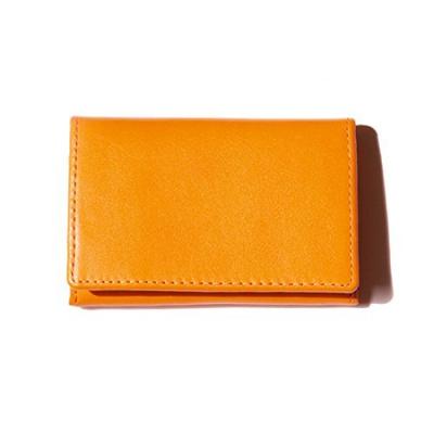 Business Card Holder Stylish Cowhide Noir Business Card Case Card Case Credit Card Case Orange Men's Women's NSL-2403