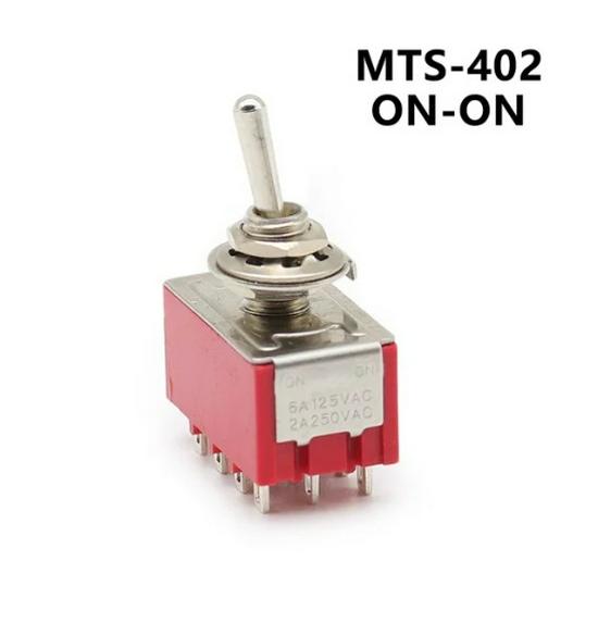 MTS-102 Momentary Self-Reset Toggle Rocker Switch, 6MM Three-Pin, Two-Position