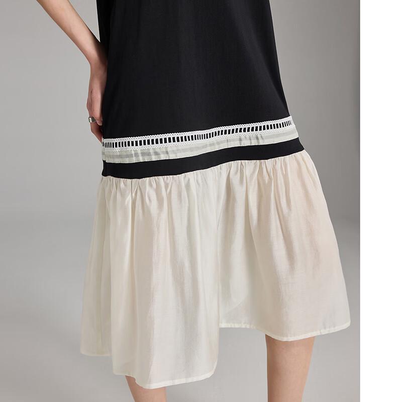 Women's French Style Color-block Cotton Summer Dress