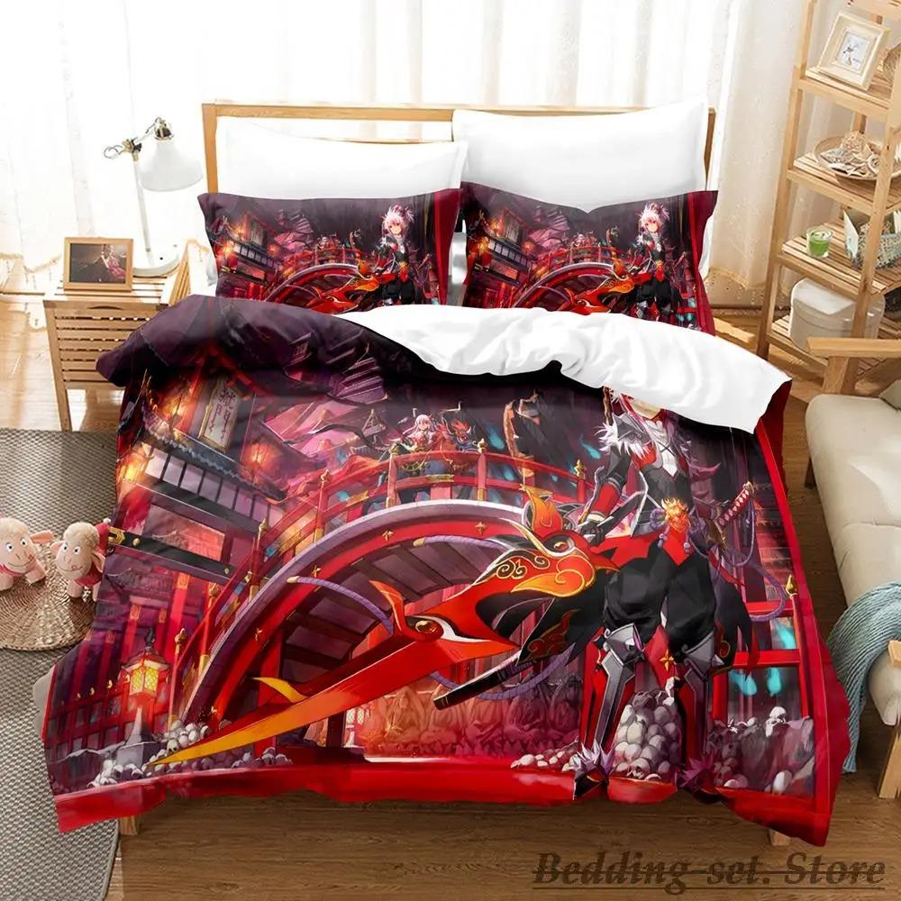 Coolt Spel Elsword Sängklädesset Enkelt Twin Full Queen King Size Sängset Vuxen Barn Sovrum Påslakan Set Anime sängkläder Säng