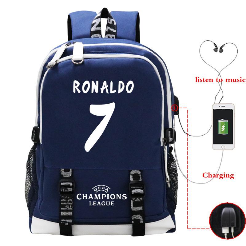 Football Player C Luo'S Peripheral Printed Primary And Secondary School Students Backpack Large-Capacity Leisure Travel Bag