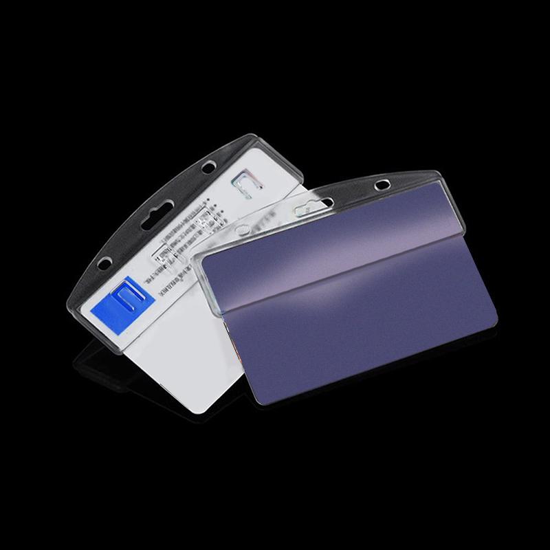1Pc Horizontal Half Card Badge Holder For Swipe Id Cards Frosted Rigid