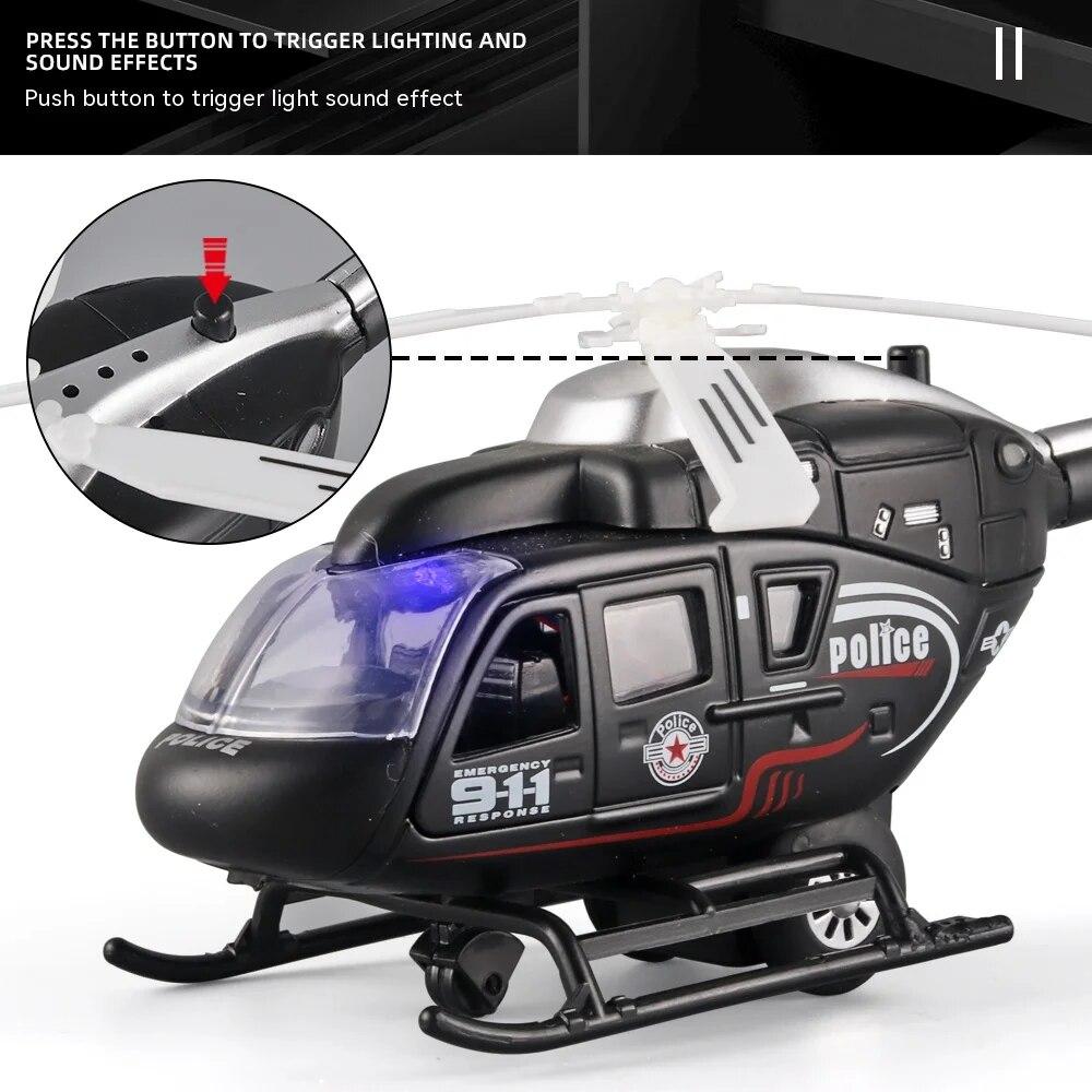 1/64 Scale Military Helicopter Alloy Toy Model with Retroactive Motion, Sound & Light Effects - Ideal for Kids' Play & Collectio