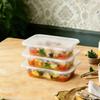 Jiwanggu 500ml Rectangular Transparent Disposable Food Containers, 300 Sets