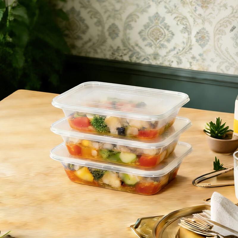Jiwanggu 500ml Rectangular Transparent Disposable Food Containers, 300 Sets
