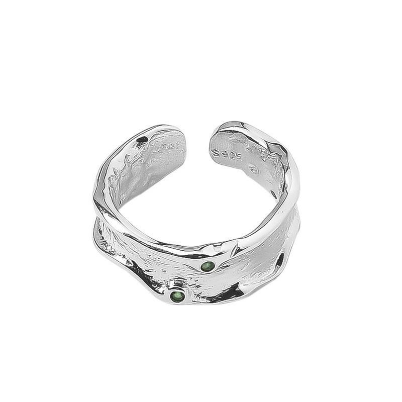 Silver Modern S925 Dual Layer Geometric Ring With Adjustable Size And Colorful Agate Stones For Stylish Accessories Womens
