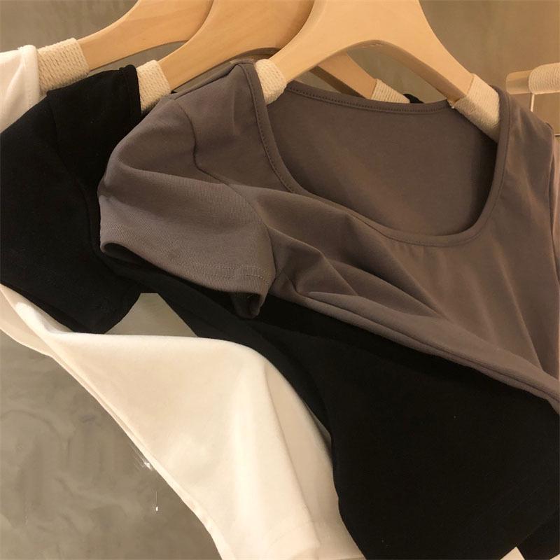 Korean U-Neck Short-Sleeve Women's Summer T-Shirt